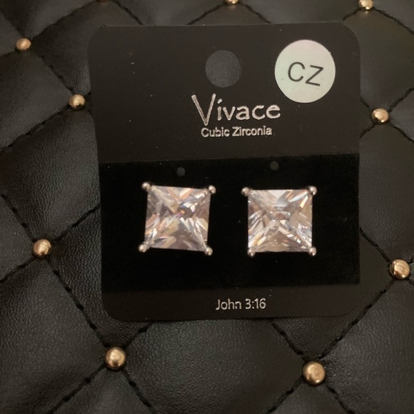 Cushion Cut CZ Earrings - Picture 4 of 4